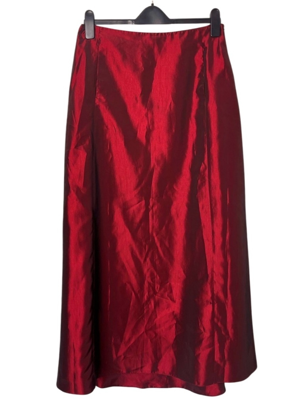 🇨🇦 Y2K 90s Vintage Lino Catalano Red Satin Maxi Skirt Gothic Formal Vamp Prom